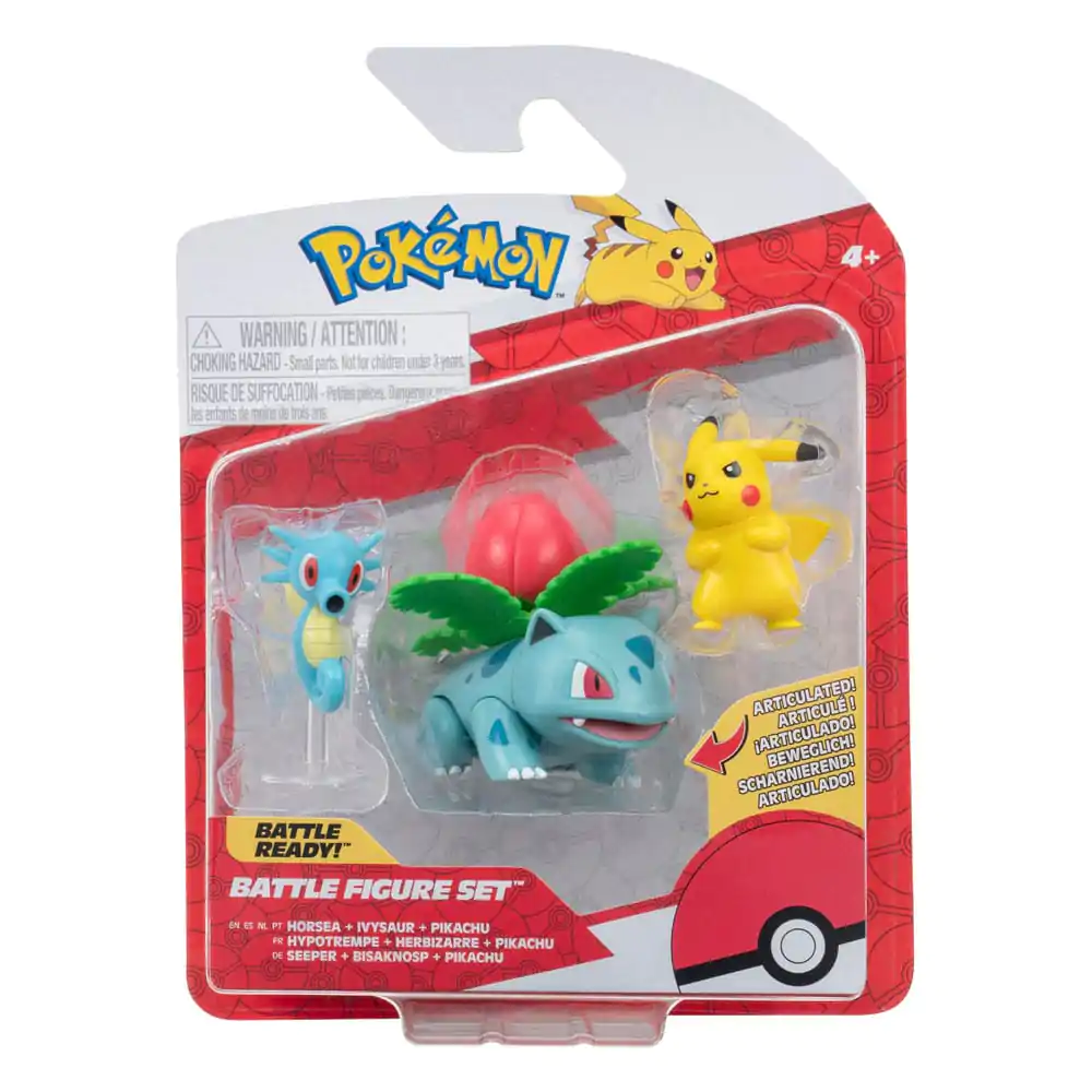 Pokémon Battle Figure Set Figuren 3er-Pack Pikachu #2, Seeper, Bisaknosp 5 cm Produktfoto