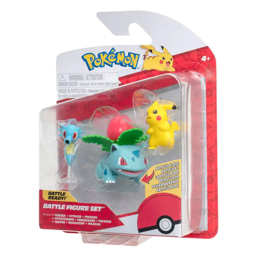 Pokémon Battle Figure Set Figuren 3er-Pack Pikachu #2, Seeper, Bisaknosp 5 cm Produktfoto