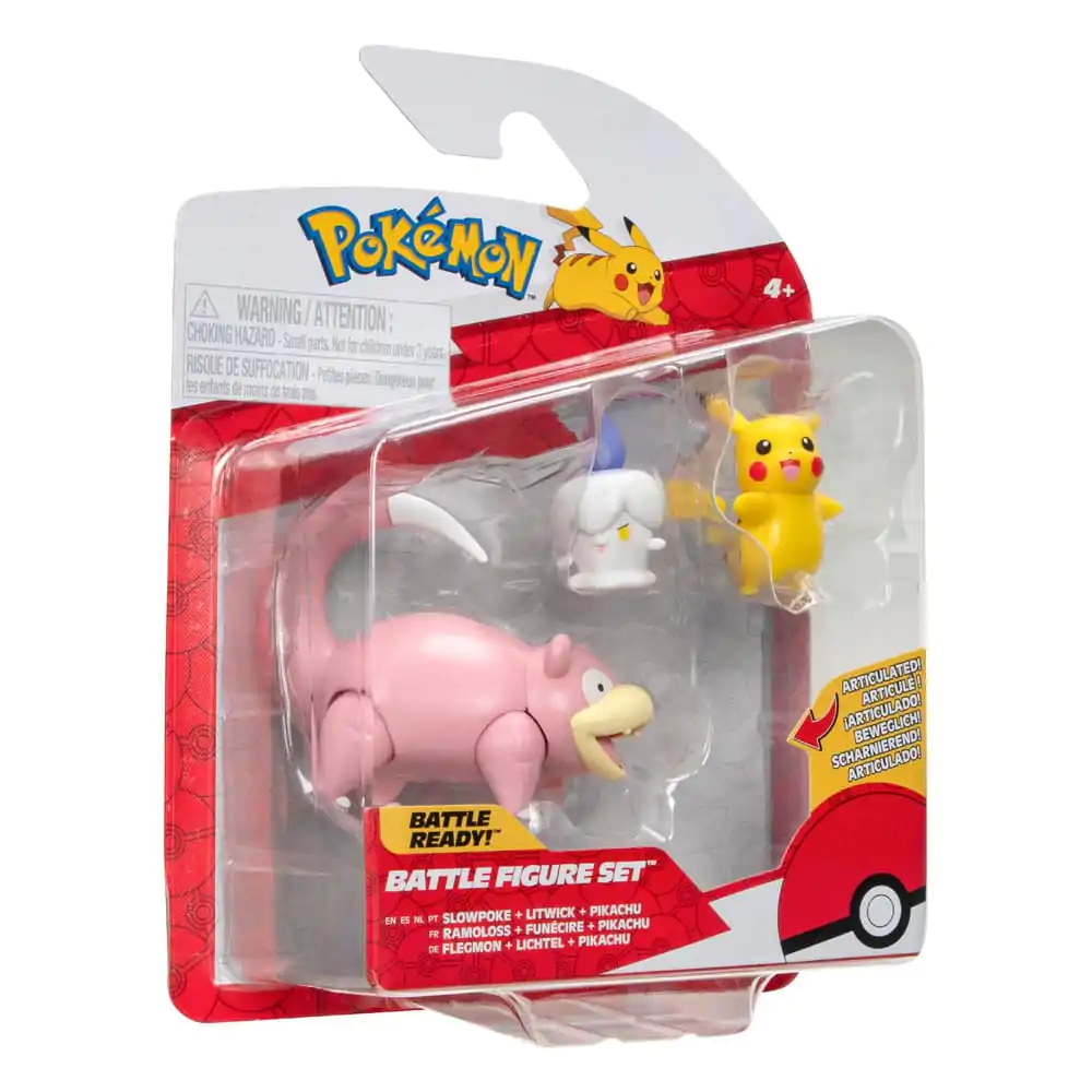 Pokémon Battle Figure Set Figuren 3er-Pack Pikachu (Weiblich), Lichtel, Flegmon 5 cm Produktfoto