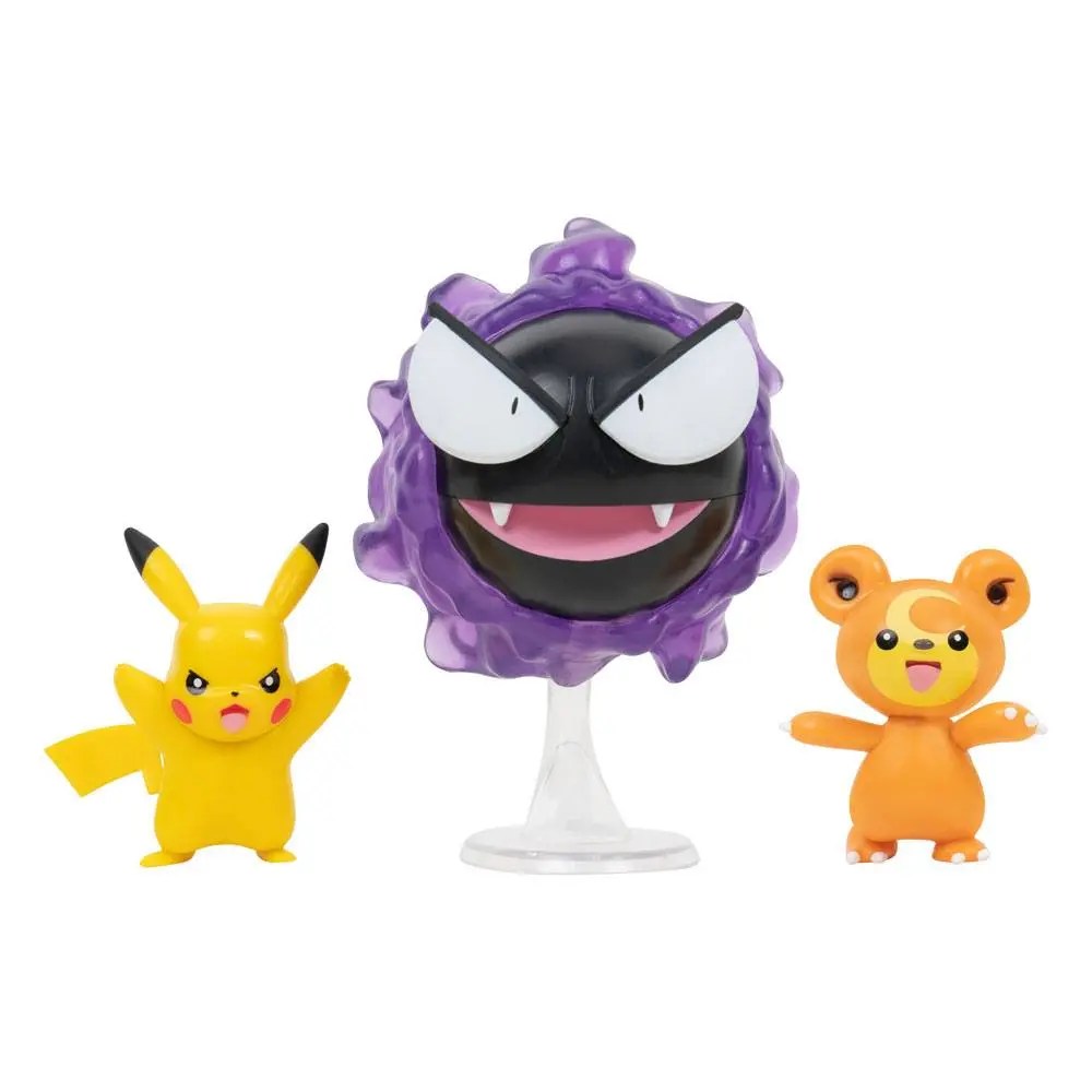 Pokémon Battle Figuren 3er-Pack Teddiursa, Pikachu #9, Gastly 5 cm Produktfoto