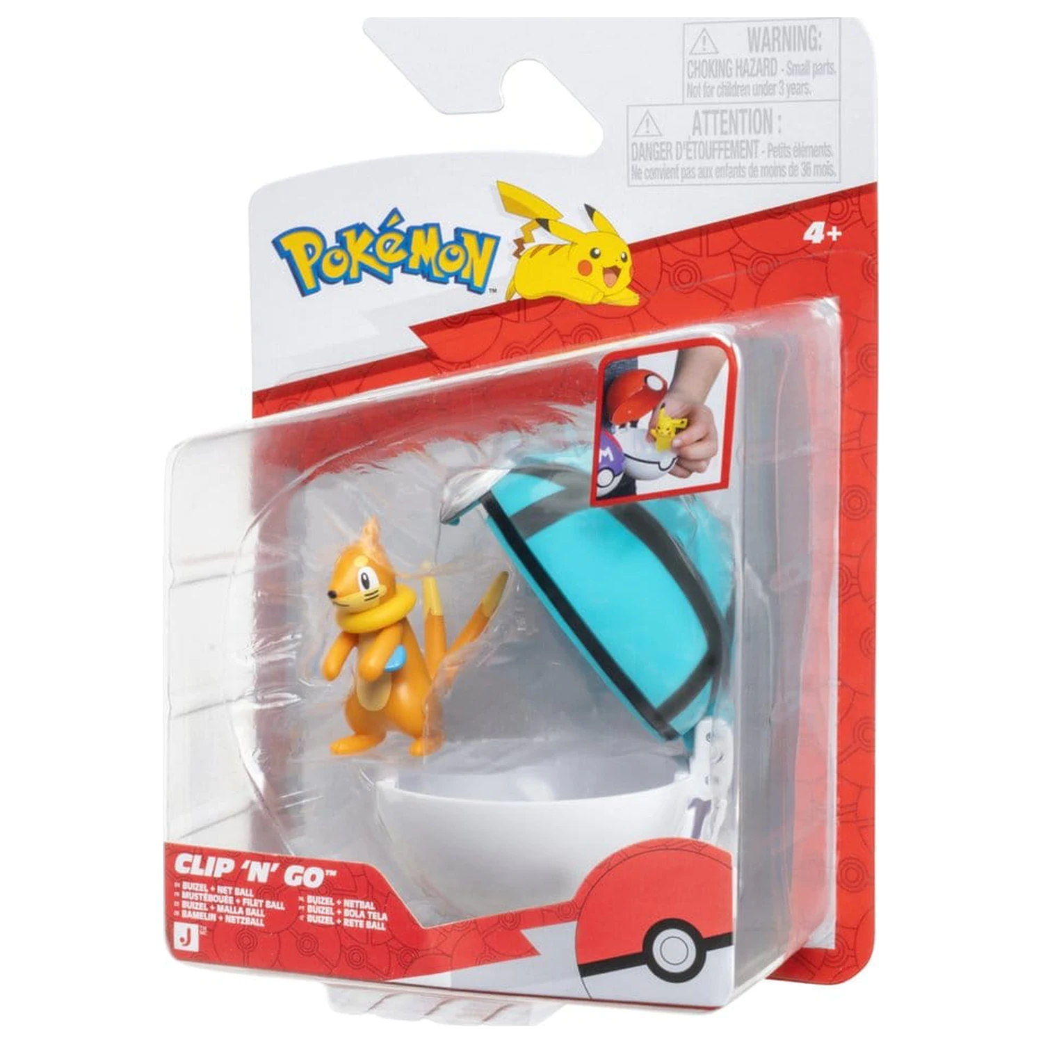 Pokémon Clip 'n' Go Actionfigur Buizel & Net Ball Produktfoto