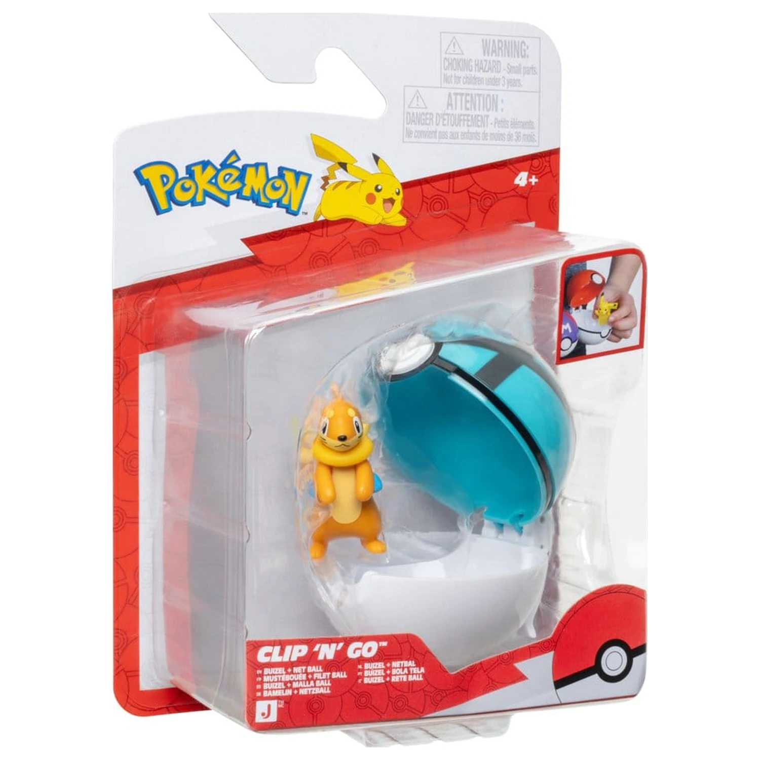 Pokémon Clip 'n' Go Actionfigur Buizel & Net Ball Produktfoto