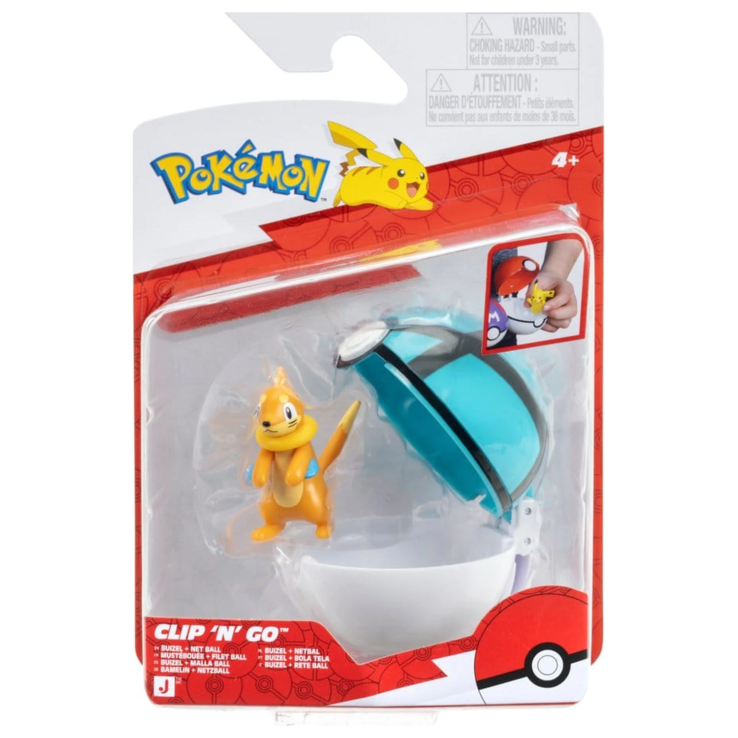 Pokémon Clip 'n' Go Actionfigur Buizel & Net Ball Produktfoto