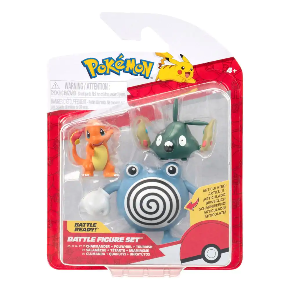 Pokémon First Partner Battle Spielfiguren Set 3er-Pack Charmander, Trubbish & Poliwhirl Produktfoto