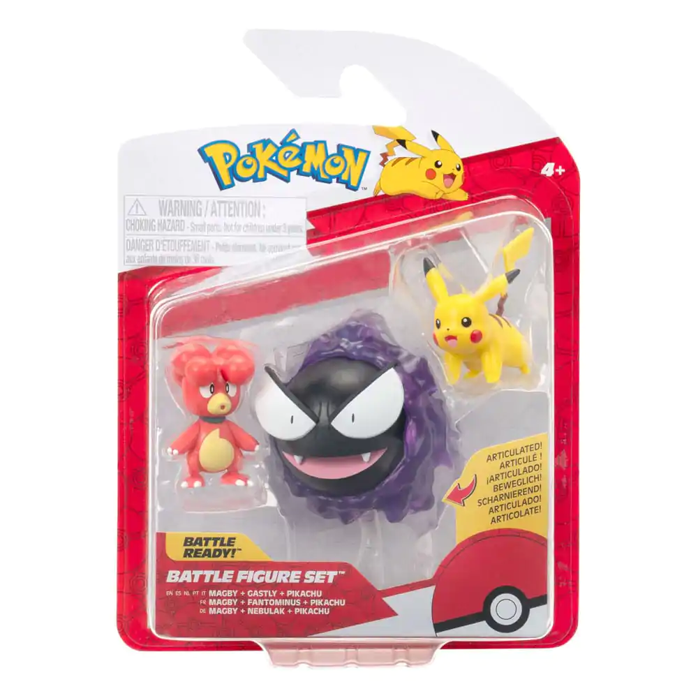 Pokémon First Partner Battle Figure Set Figuren 3er-Pack Magby, Pikachu & Gastly Produktfoto