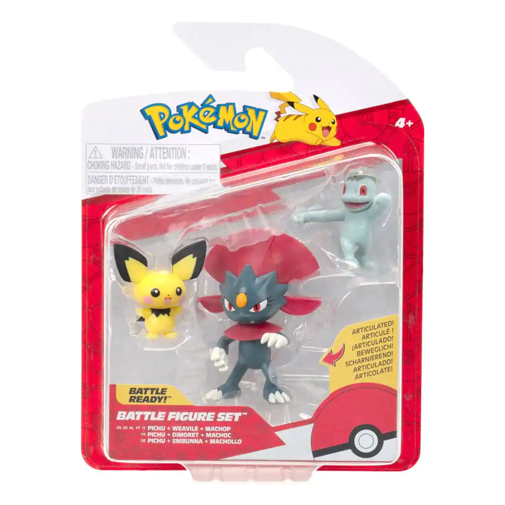 Pokémon First Partner Battle Figur Set Figuren 3er-Pack Pichu, Machop, & Weavile Produktfoto