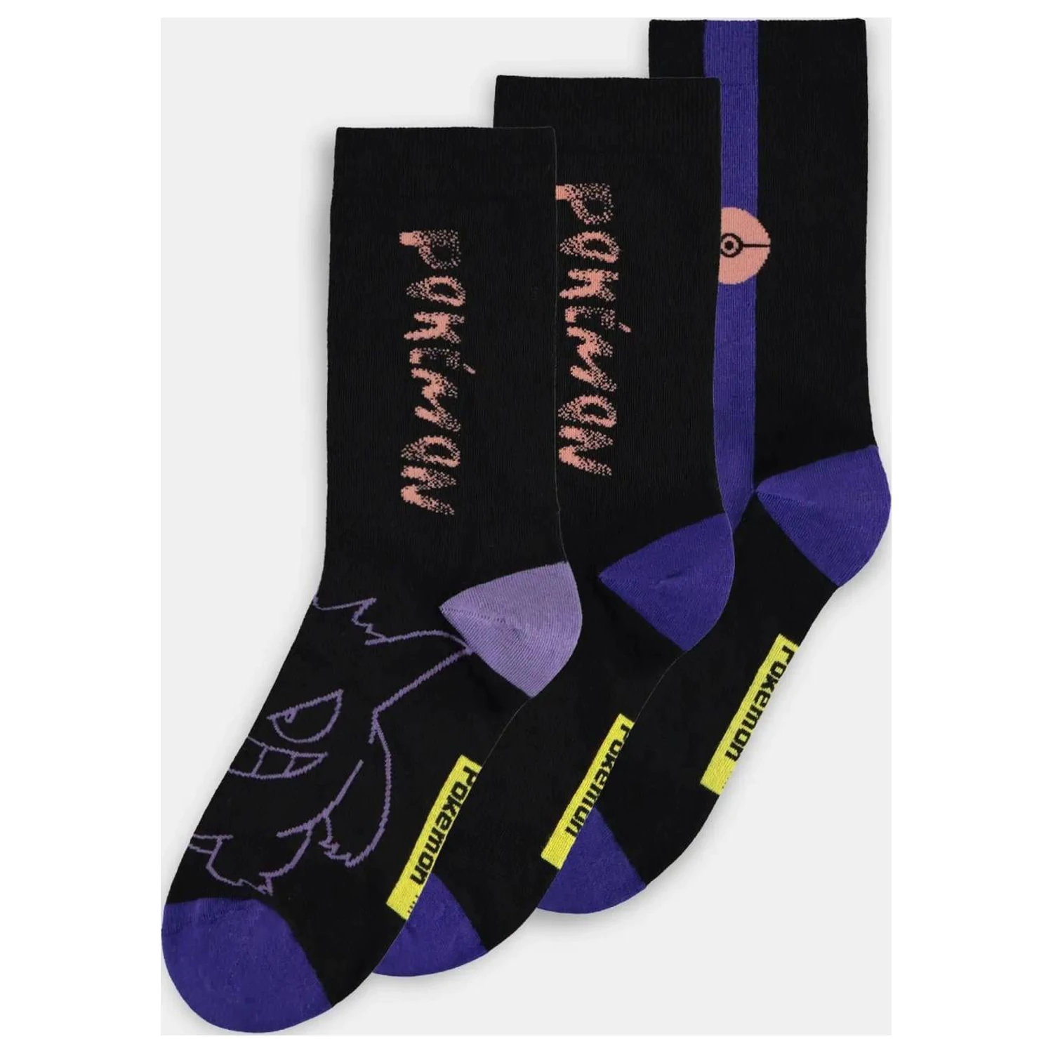 Pokémon Gengar Packung mit 3 Paar Socken (39-42) Produktfoto