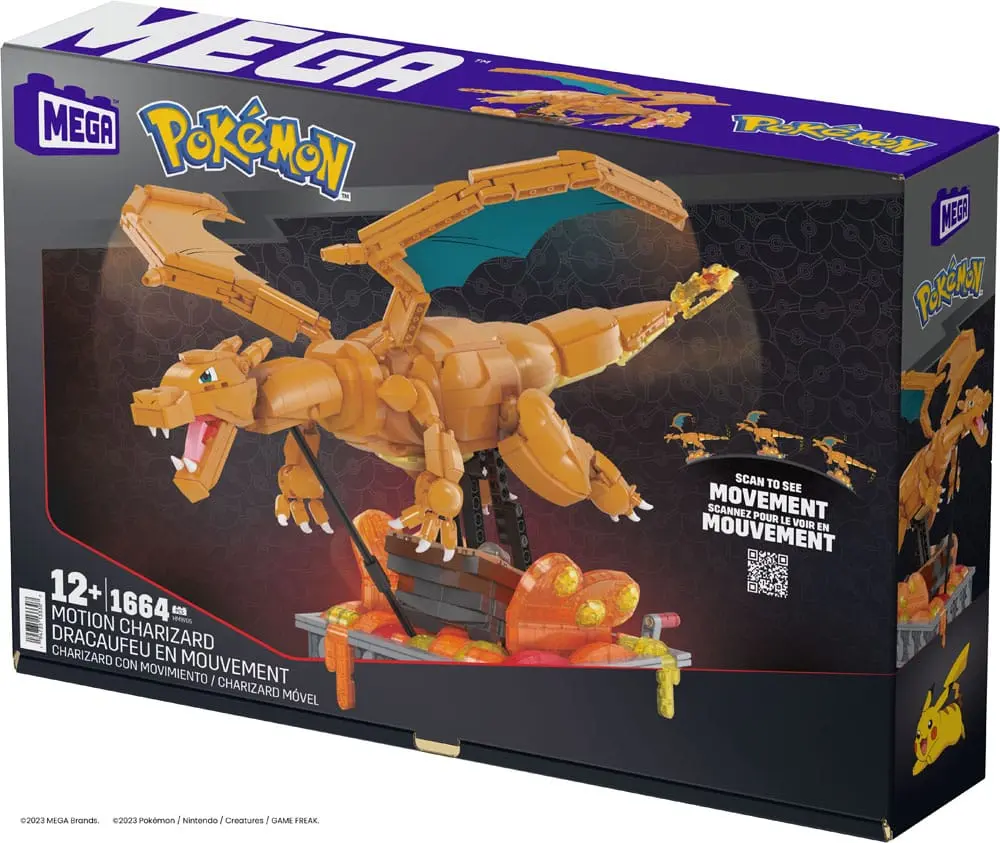 Pokémon Mega Construx Bauset Beweglicher Glurak 30 cm Produktfoto