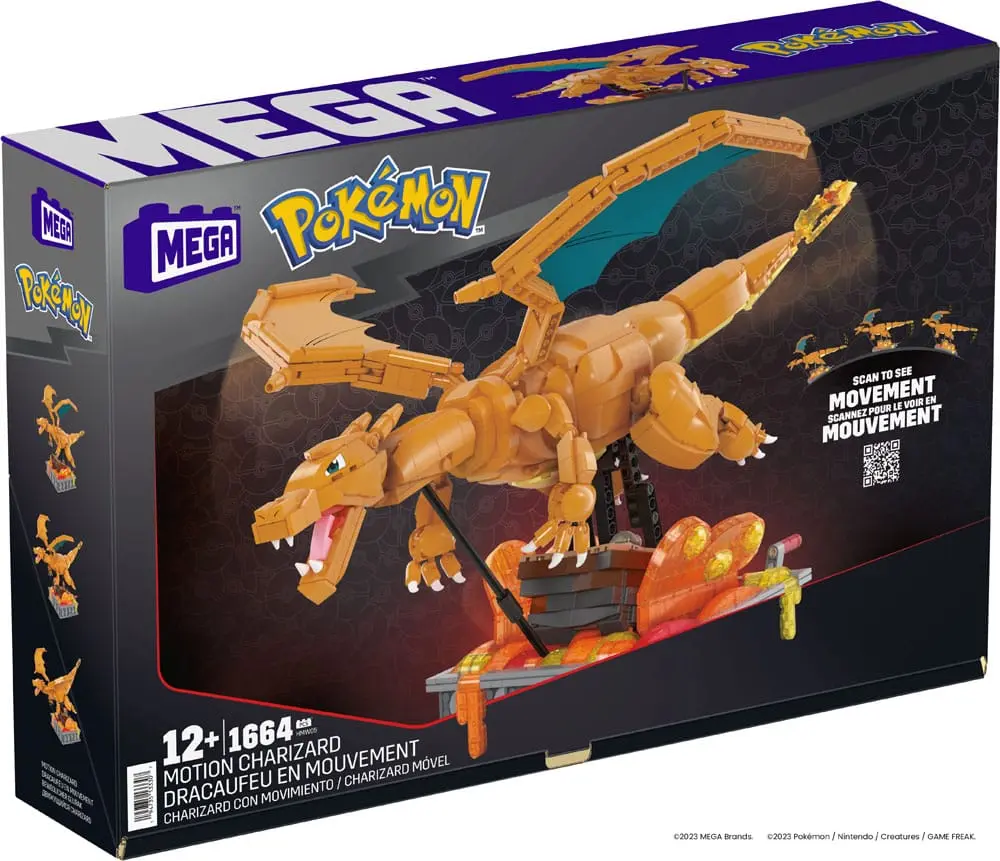 Pokémon Mega Construx Bauset Beweglicher Glurak 30 cm Produktfoto