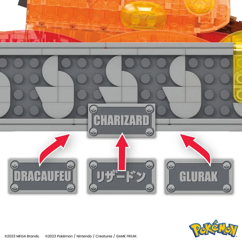 Pokémon Mega Construx Bauset Beweglicher Glurak 30 cm Produktfoto