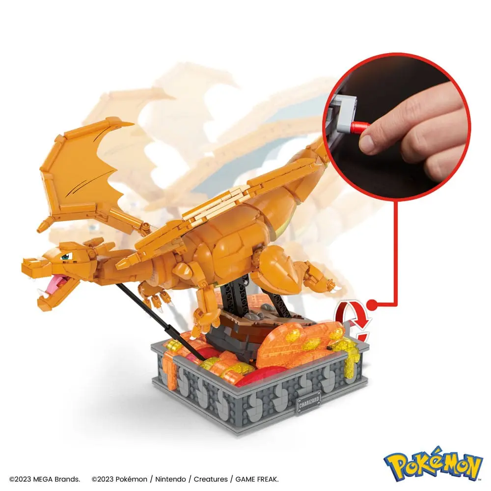 Pokémon Mega Construx Bauset Beweglicher Glurak 30 cm Produktfoto