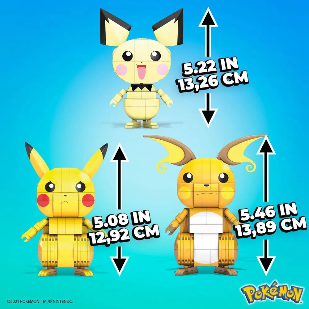 Pokémon Mega Construx Wonder Builders Bauset Pikachu Evolution Trio 13 cm Produktfoto