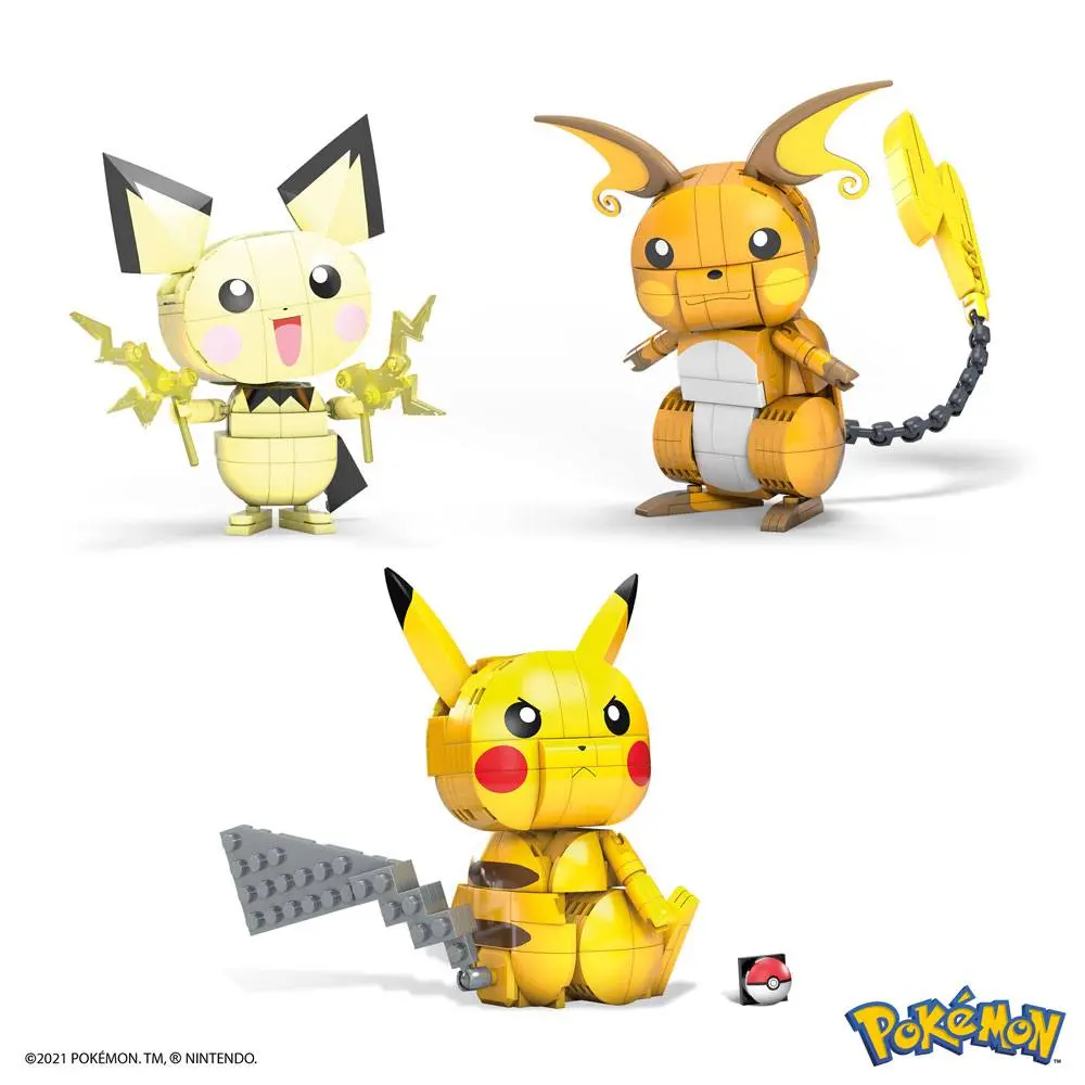 Pokémon Mega Construx Wonder Builders Bauset Pikachu Evolution Trio 13 cm Produktfoto