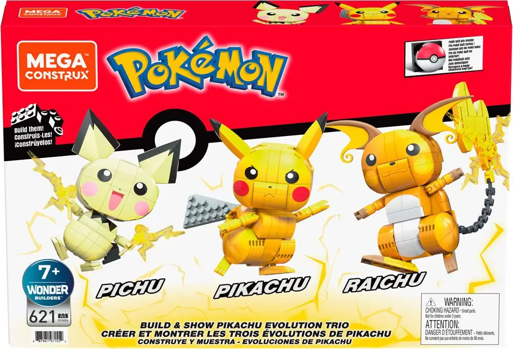 Pokémon Mega Construx Wonder Builders Bauset Pikachu Evolution Trio 13 cm Produktfoto