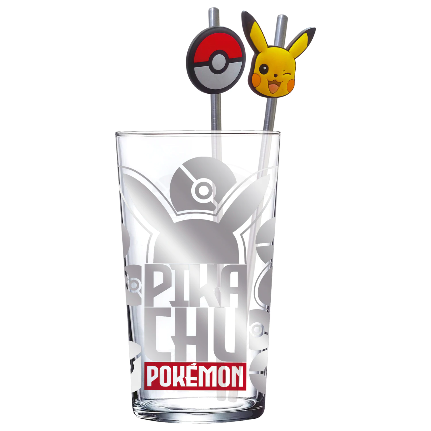 Pokémon Pikachu Glas-Trinkbecher mit Strohhalmen Produktfoto
