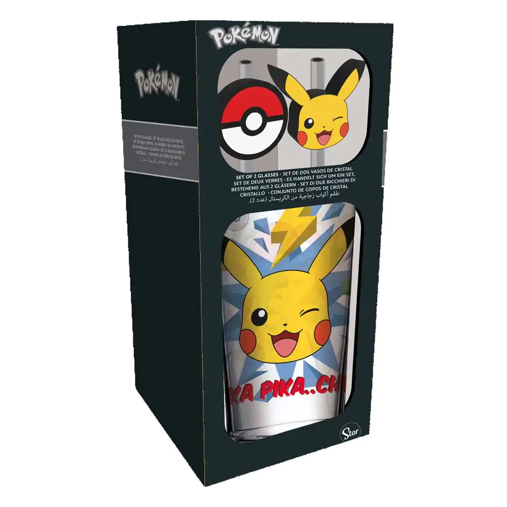 Pokémon Glas-Trinkbecher mit Strohhalmen Pikachu 485 ml Produktfoto