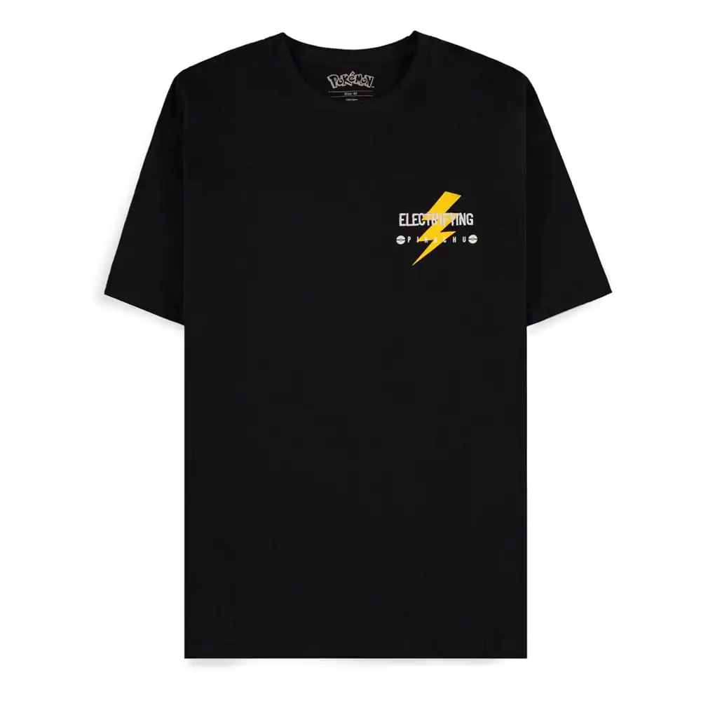 Pokemon T-Shirt Black Pikachu Electrifying Line-art termékfotó