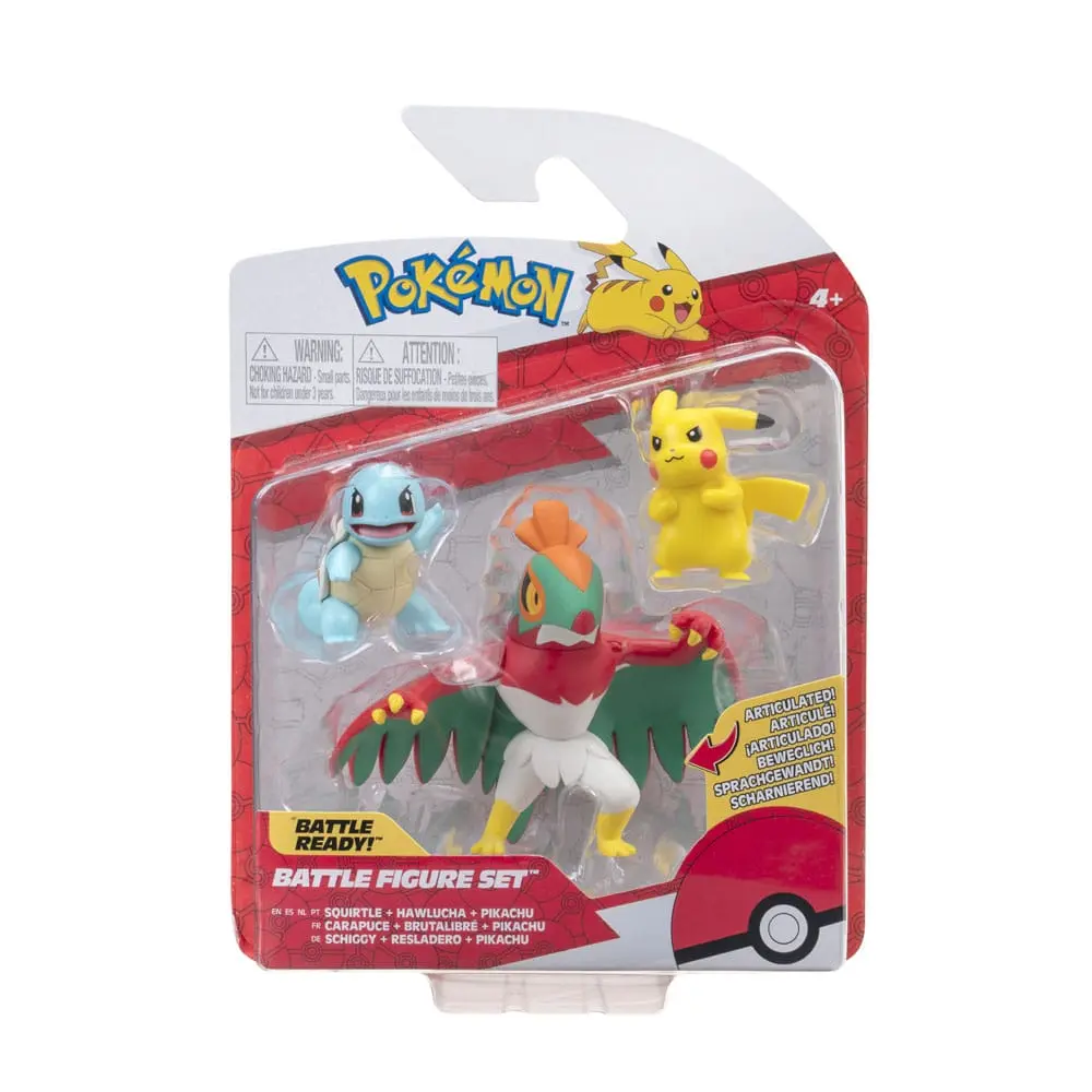 Pokémon Select Battle Figur Pikachu, Squirtle, Hawlucha 7,5 cm Produktfoto
