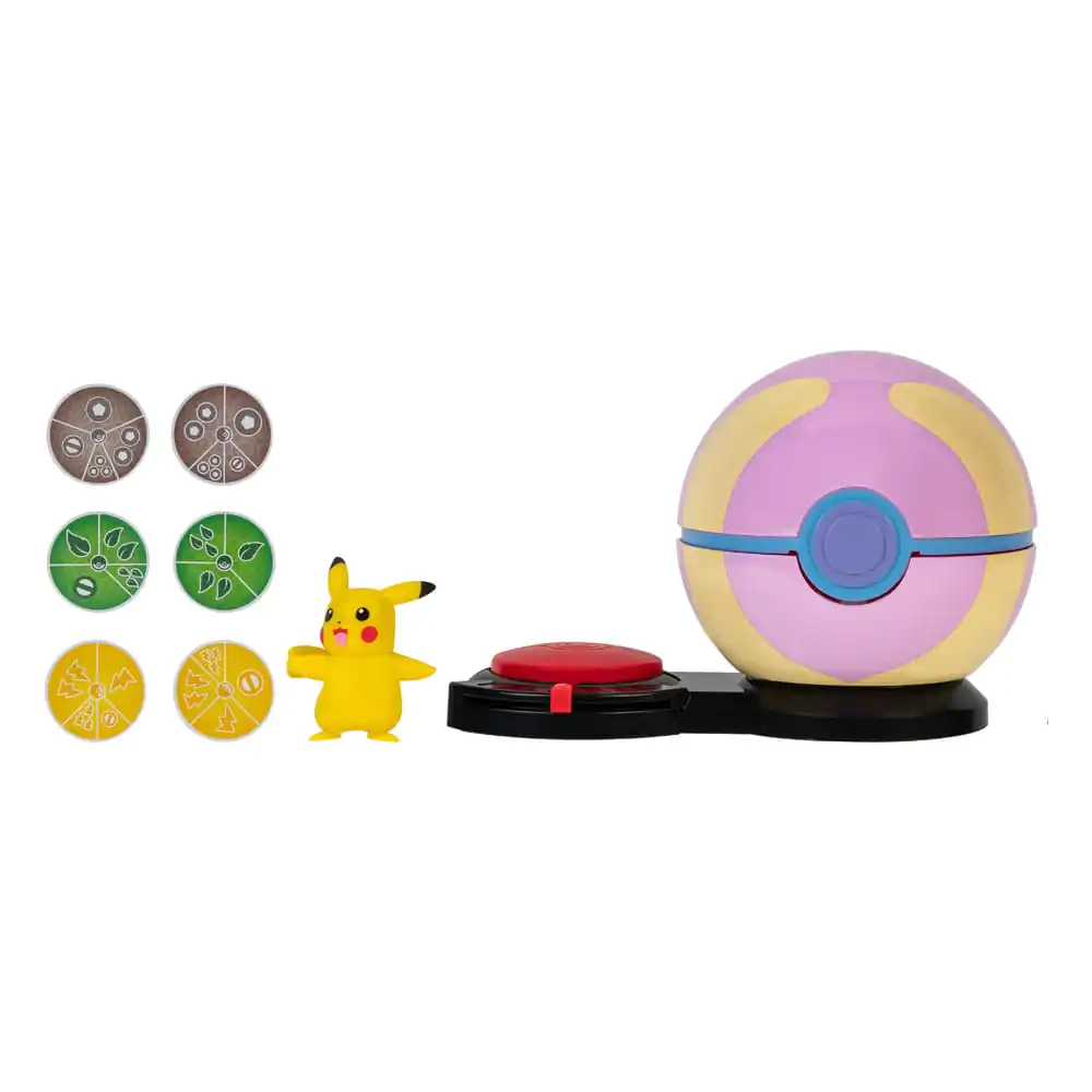 Pokémon Surprise Attack Game Pikachu (weiblich) mit Turboball vs. Geckarbor mit Heilball termékfotó