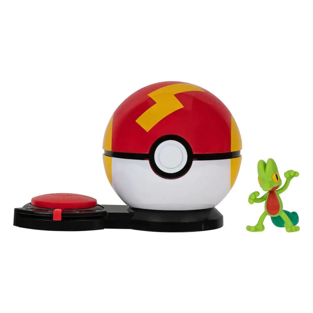 Pokémon Surprise Attack Game Pikachu (weiblich) mit Turboball vs. Geckarbor mit Heilball termékfotó