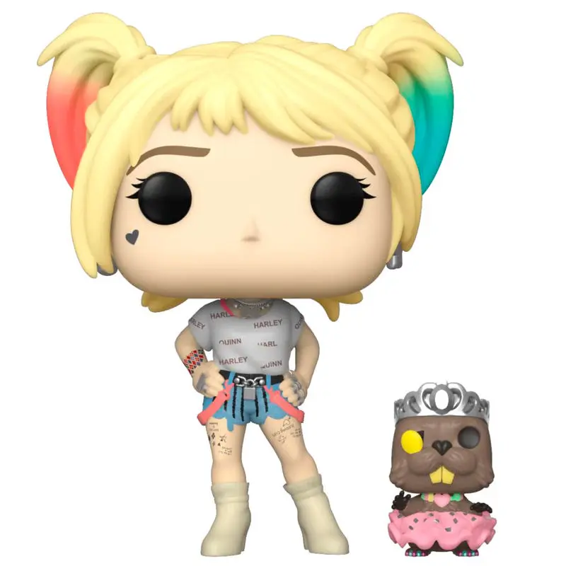 Birds of Prey POP! & Buddy Vinyl Figur Harley Quinn & Beaver 9 cm Produktfoto