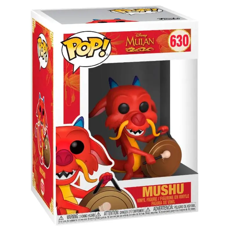 Mulan POP! Movies Vinyl Figur Mushu w/Gong 9 cm Produktfoto