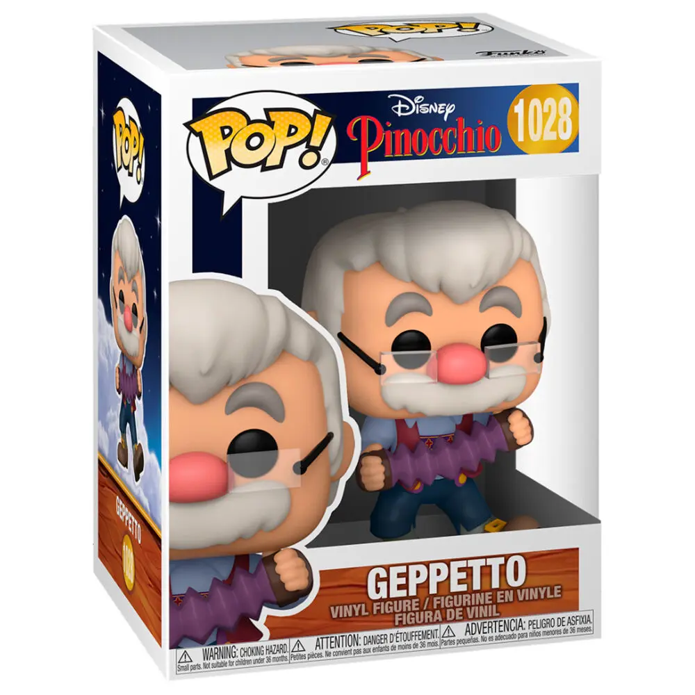 Pinocchio 80th Anniversary POP! Disney Vinyl Figur Geppetto W/Accrdion 9 cm termékfotó