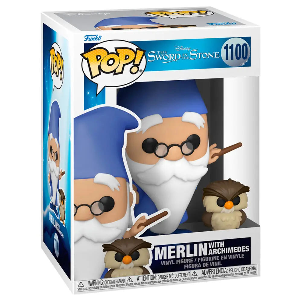 Die Hexe und der Zauberer POP! & Buddy Vinyl Figur Merlin w/Archimedes 9 cm Produktfoto