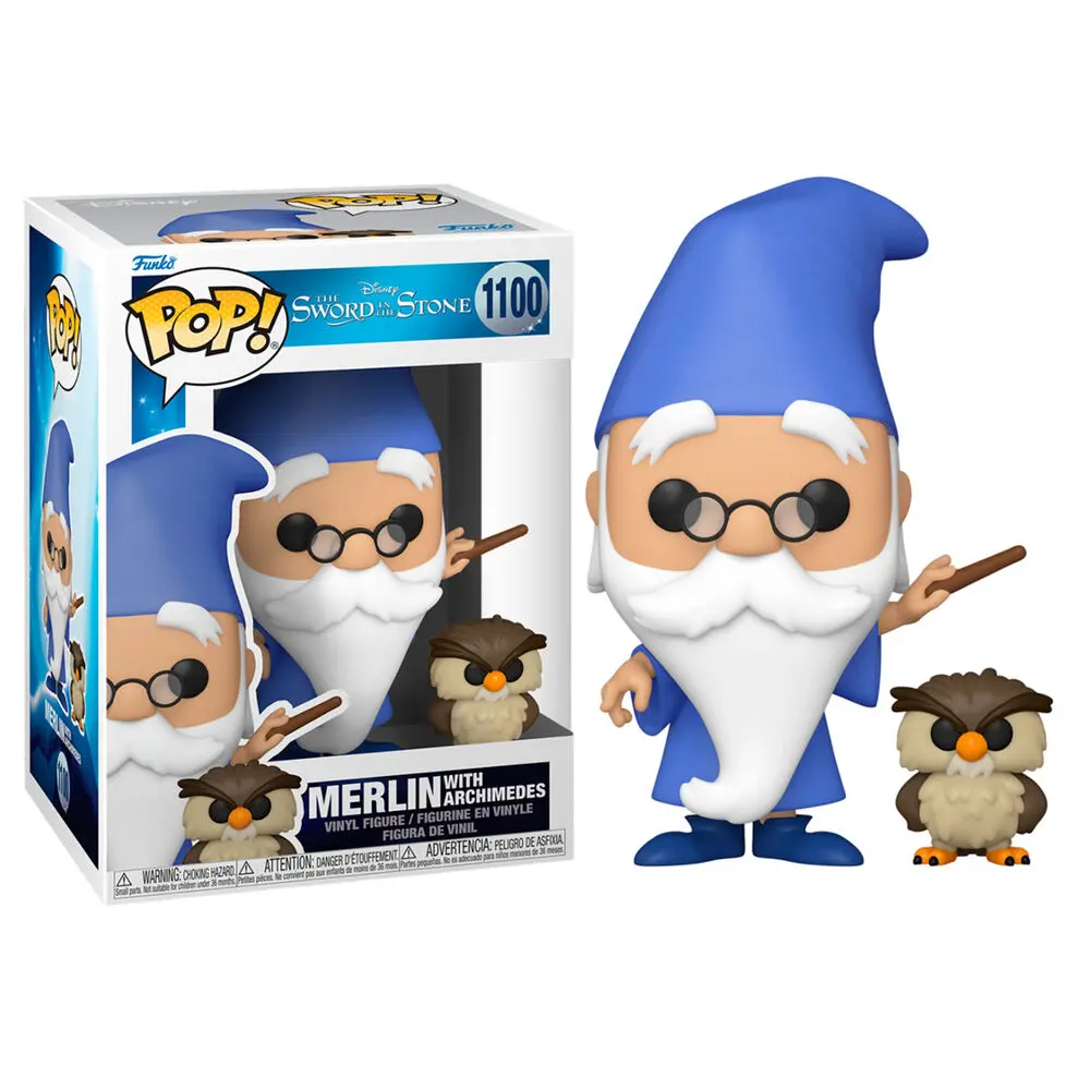 Die Hexe und der Zauberer POP! & Buddy Vinyl Figur Merlin w/Archimedes 9 cm Produktfoto