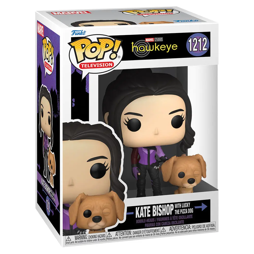Hawkeye POP & Buddy Vinyl Figur Kate Bishop w/Lucky the Pizza Dog 9 cm Produktfoto