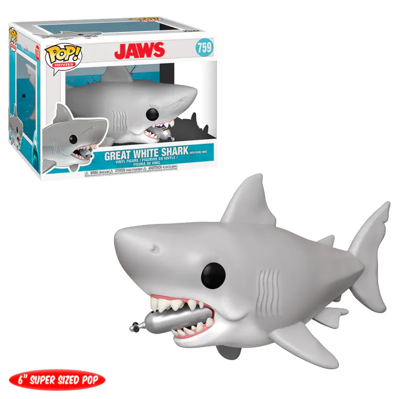 Jaws Oversized POP! Movies Vinyl Figur Jaws mit Tauchflasche 15 cm Produktfoto