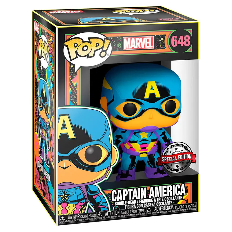 Marvel POP! Marvel Black Light Vinyl Figur Captain America 9 cm termékfotó