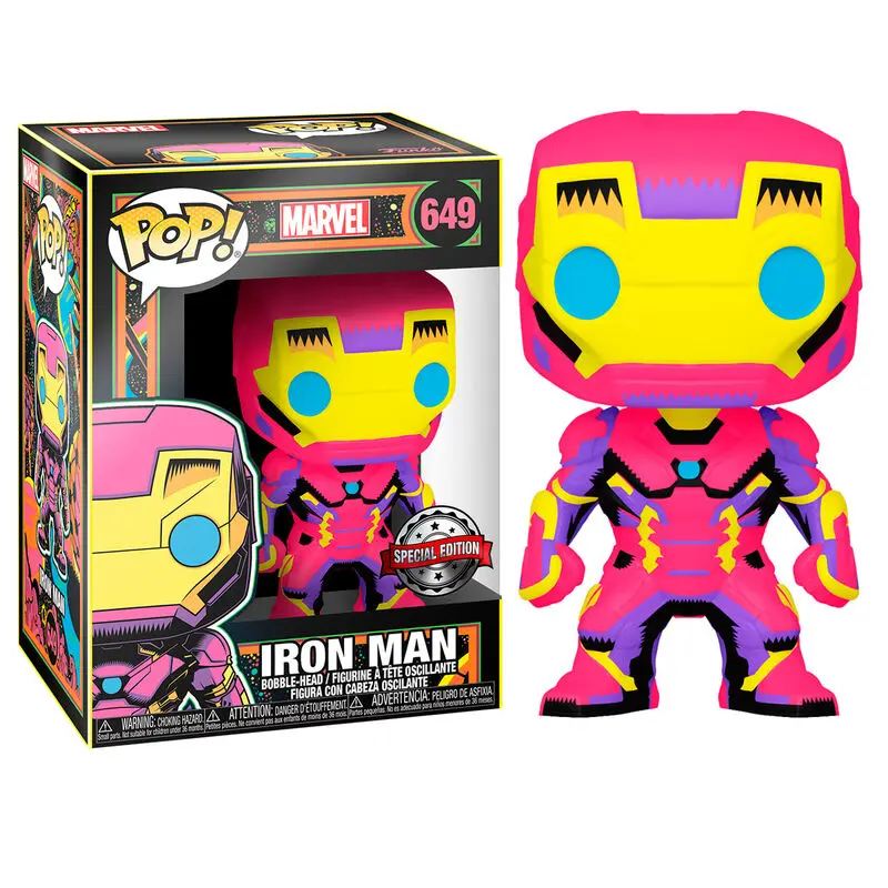 Marvel POP! Marvel Black Light Vinyl Figur Iron Man 9 cm [BESCHÄDIGTES PAKET] Produktfoto