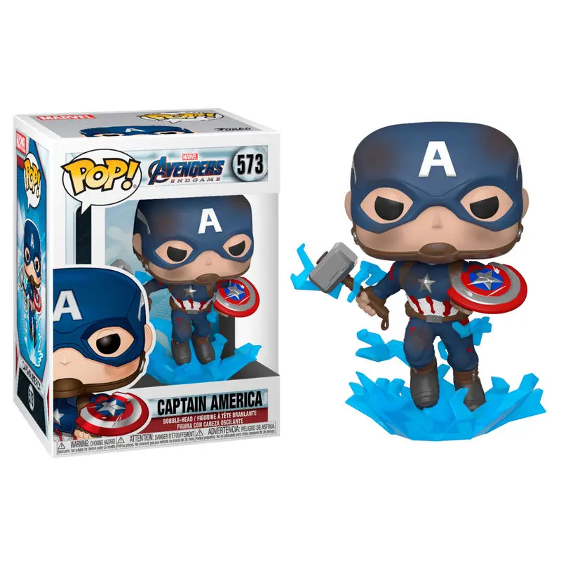 Avengers: Endgame POP! Movies Vinyl Figur Captain America w/Broken Shield & Mjölnir 9 cm termékfotó