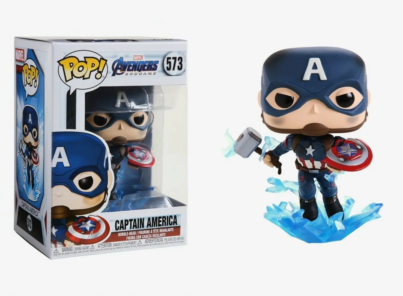 Avengers: Endgame POP! Movies Vinyl Figur Captain America w/Broken Shield & Mjölnir 9 cm termékfotó
