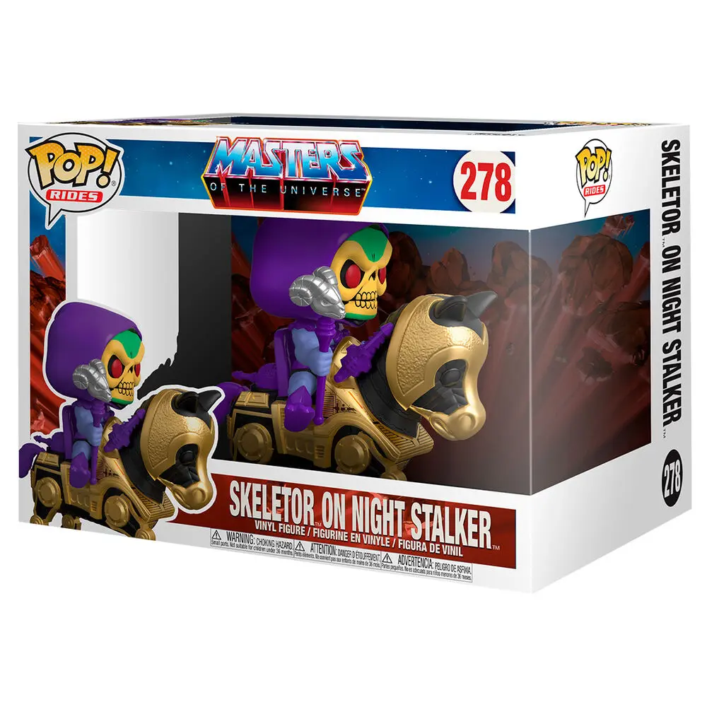 Masters of the Universe POP! Rides Vinyl Figur Skeletor w/Night Stalker 18 cm Produktfoto