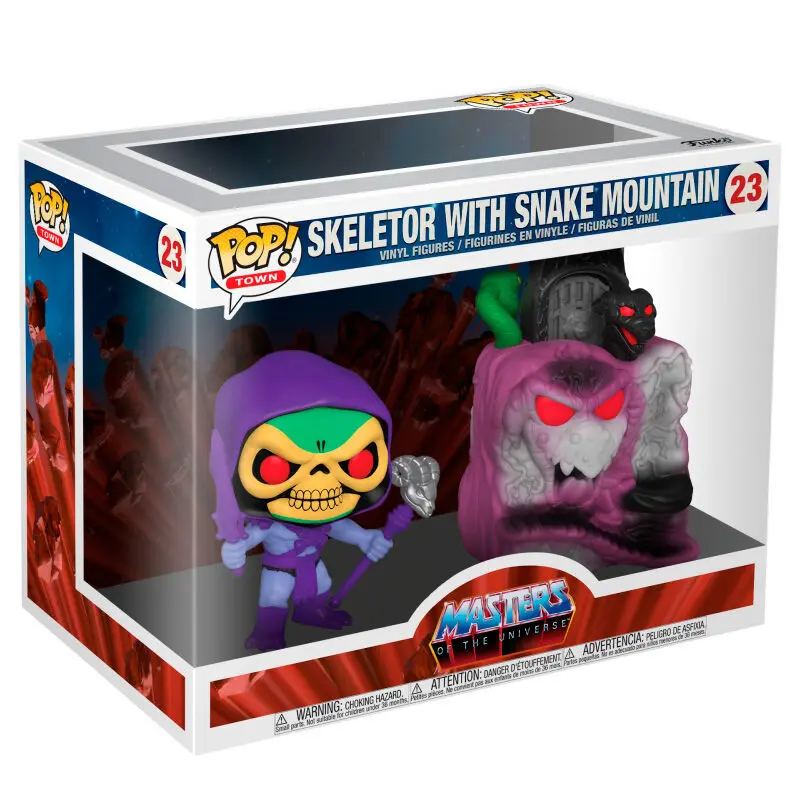 Masters of the Universe POP! Town Vinyl Figur Snake Mountain w/Skeletor 9 cm Produktfoto