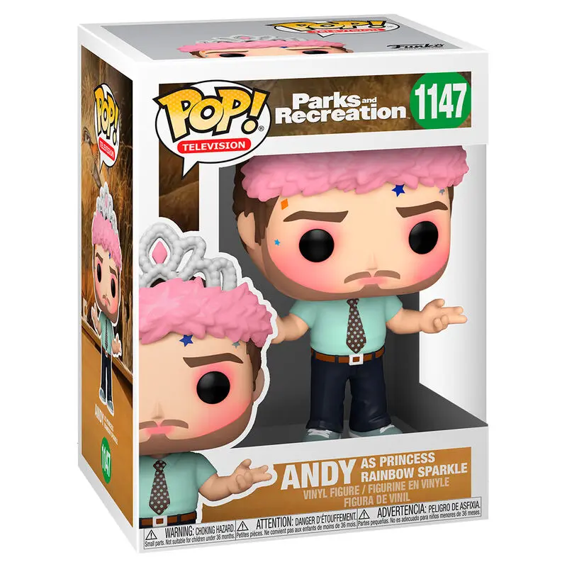 Parks and Recreation POP! TV Vinyl Figur Andy as Princess Rainbow Sparkle 9 cm Produktfoto