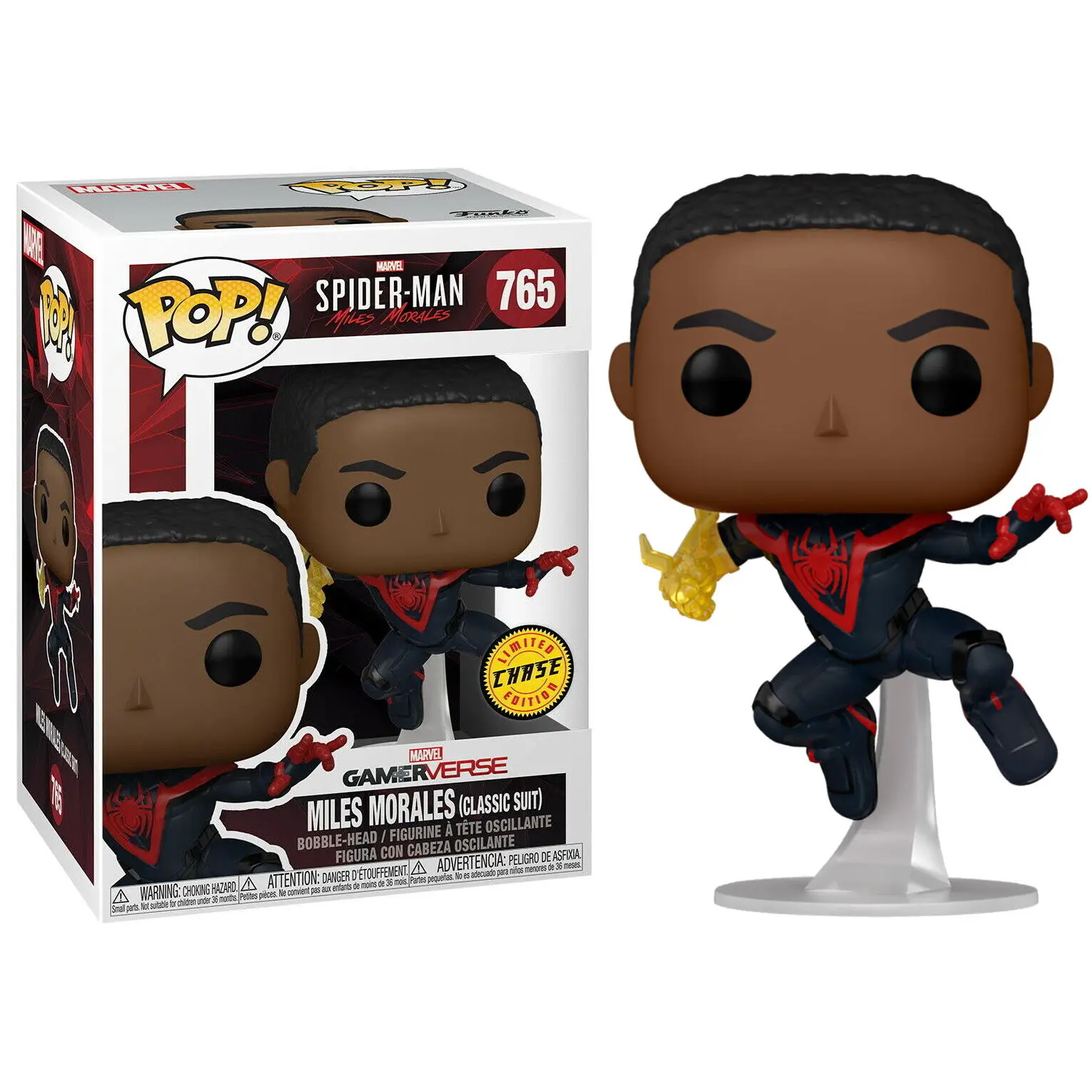 POP Figur Spiderman Miles Morales Classic Suit Chase Produktfoto