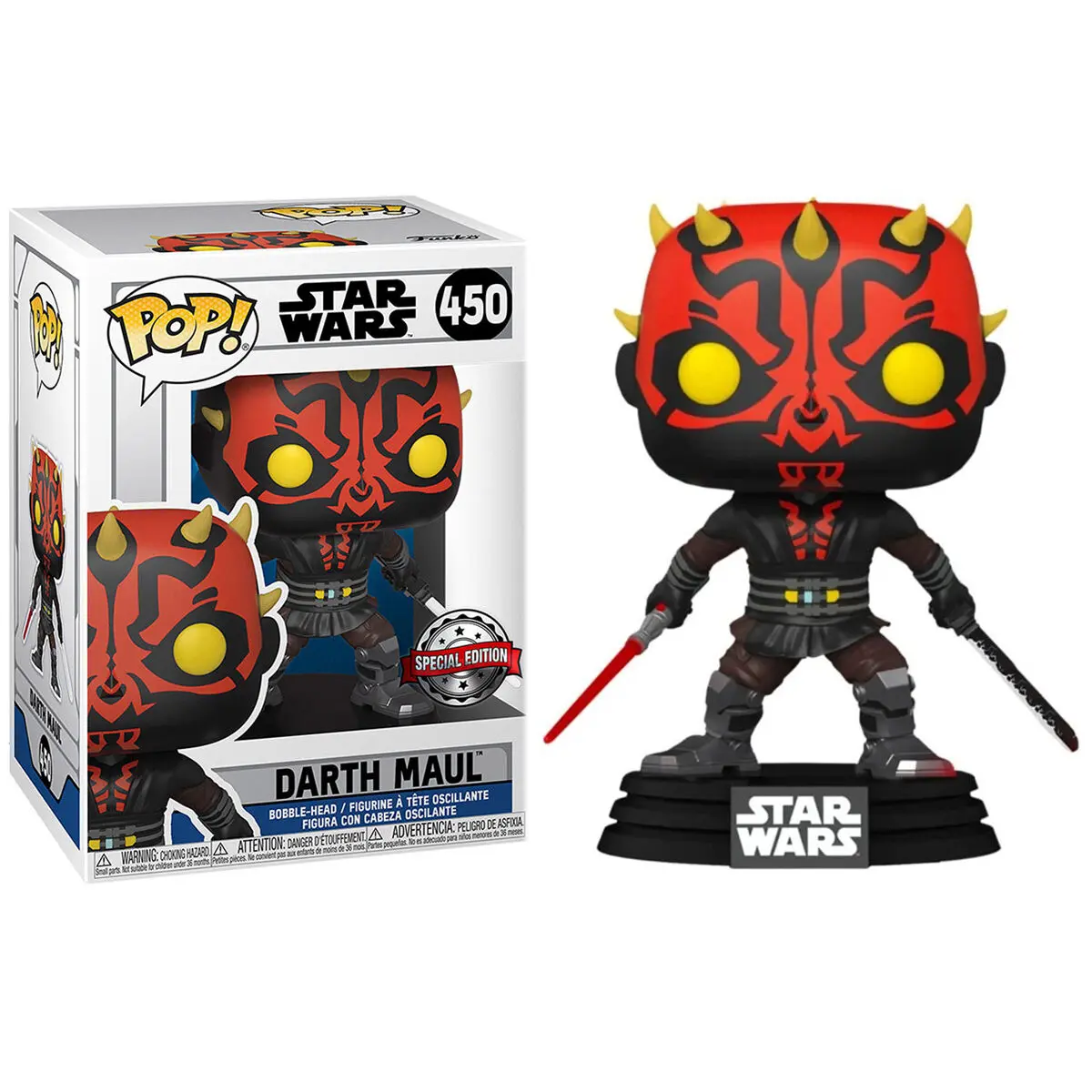 POP Figur Star Wars Darth Maul mit Lichtschwert Exklusiv Produktfoto