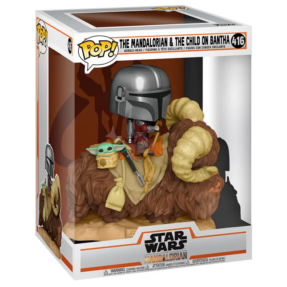 Star Wars The Mandalorian POP! Deluxe Vinyl Figur The Mandalorian on Wantha with Child in Bag 9 cm termékfotó