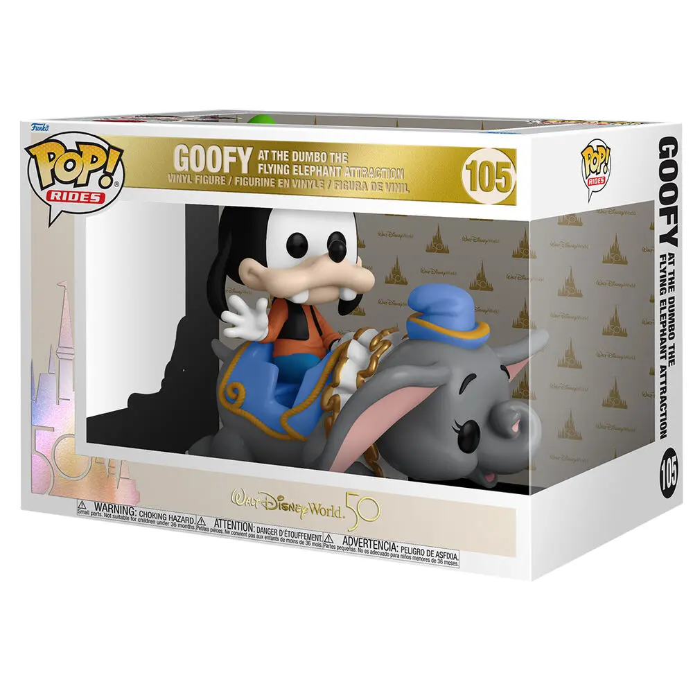 Walt Disney World 50th Anniversary POP! Rides Super Deluxe Vinyl Figur Dumbo w/Goofy 15 cm termékfotó