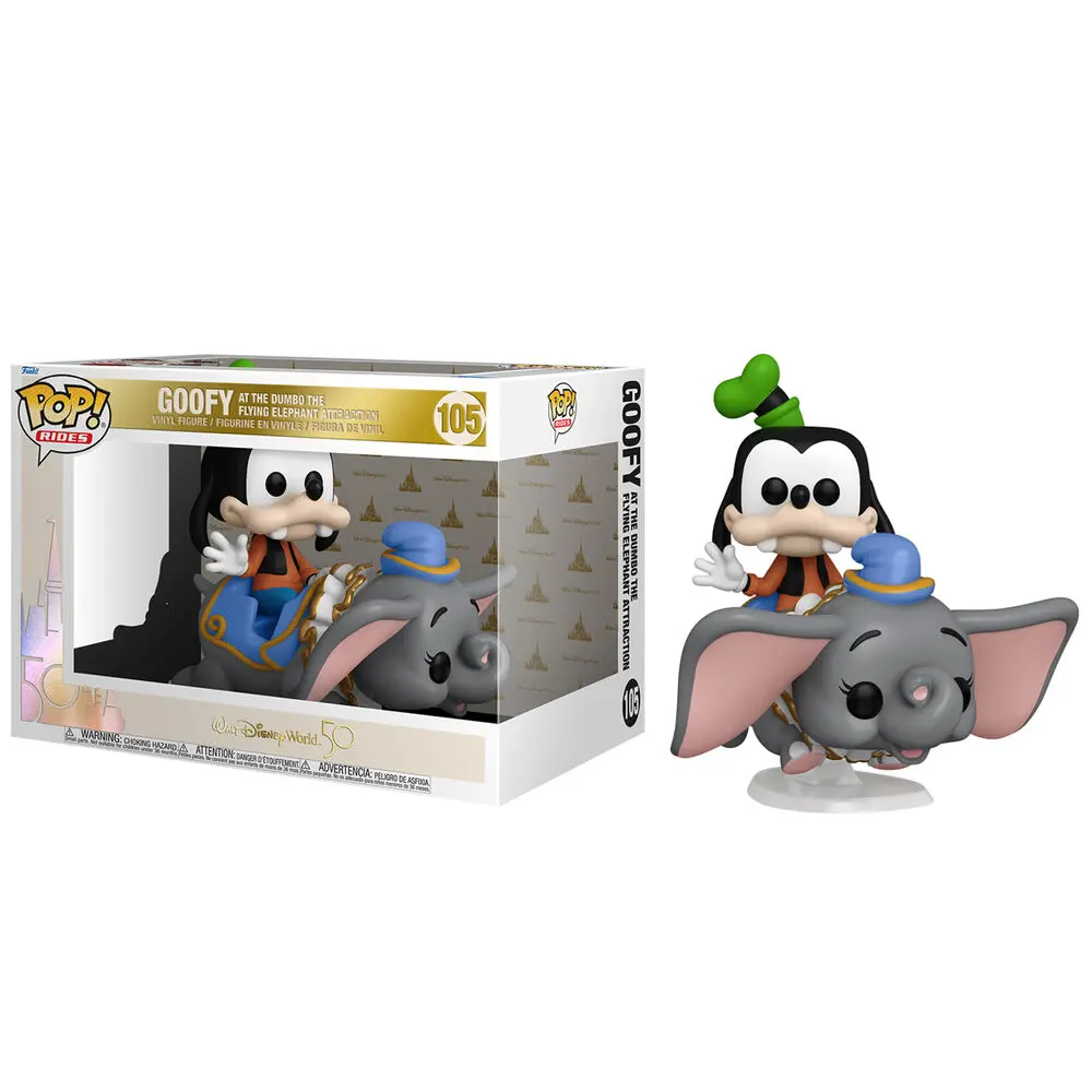 Walt Disney World 50th Anniversary POP! Rides Super Deluxe Vinyl Figur Dumbo w/Goofy 15 cm termékfotó