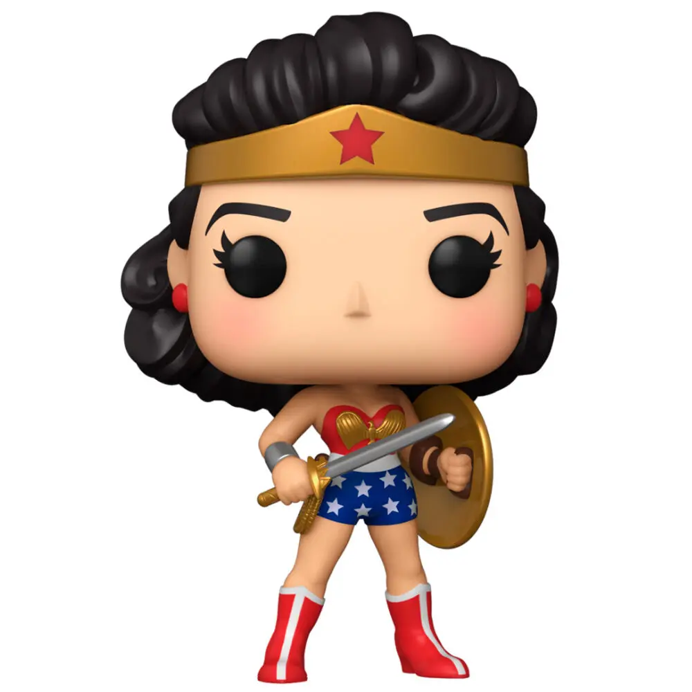 Wonder Woman 80th Anniversary POP! Heroes Vinyl Figur Classic WW w/Shield &amp; Sword (1950's) 9 cm Produktfoto