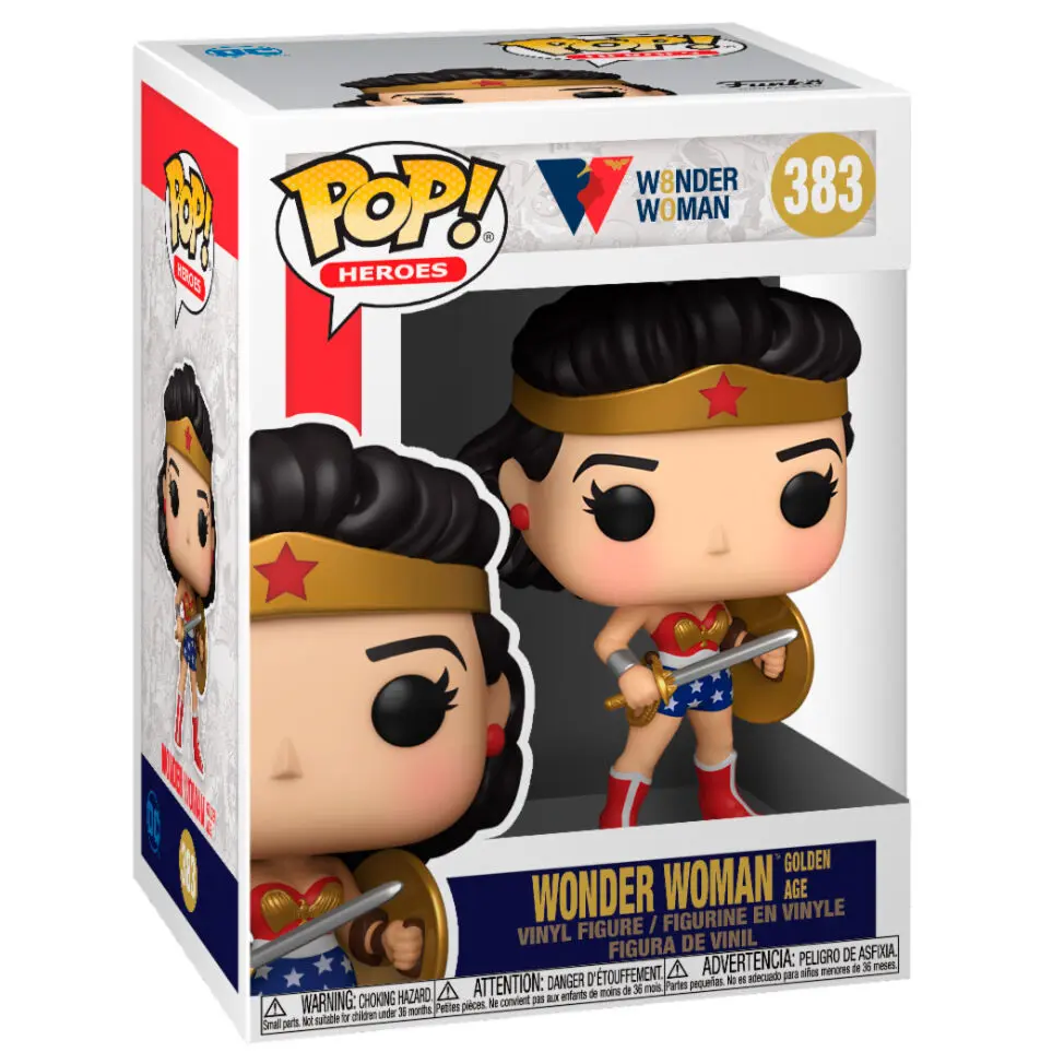 Wonder Woman 80th Anniversary POP! Heroes Vinyl Figur Classic WW w/Shield &amp; Sword (1950's) 9 cm Produktfoto