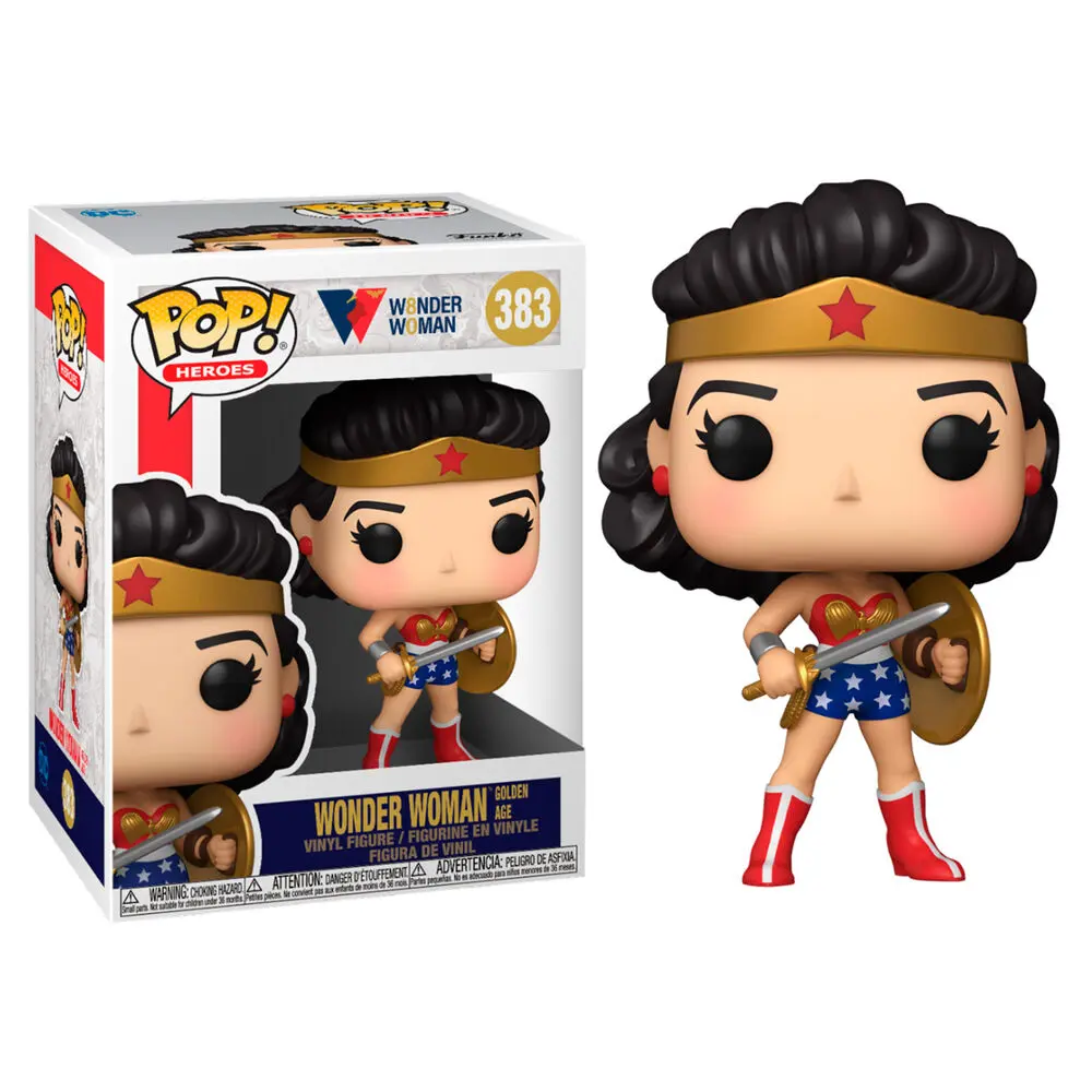 Wonder Woman 80th Anniversary POP! Heroes Vinyl Figur Classic WW w/Shield &amp; Sword (1950's) 9 cm Produktfoto