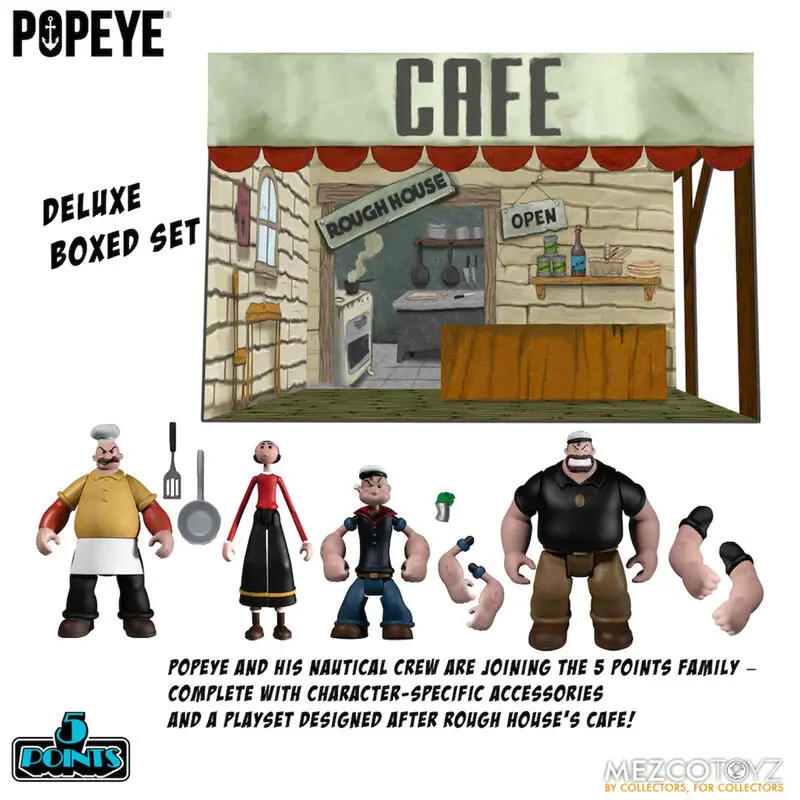 Popeye 5 Points Actionfiguren Deluxe Box Set 9 cm Produktfoto