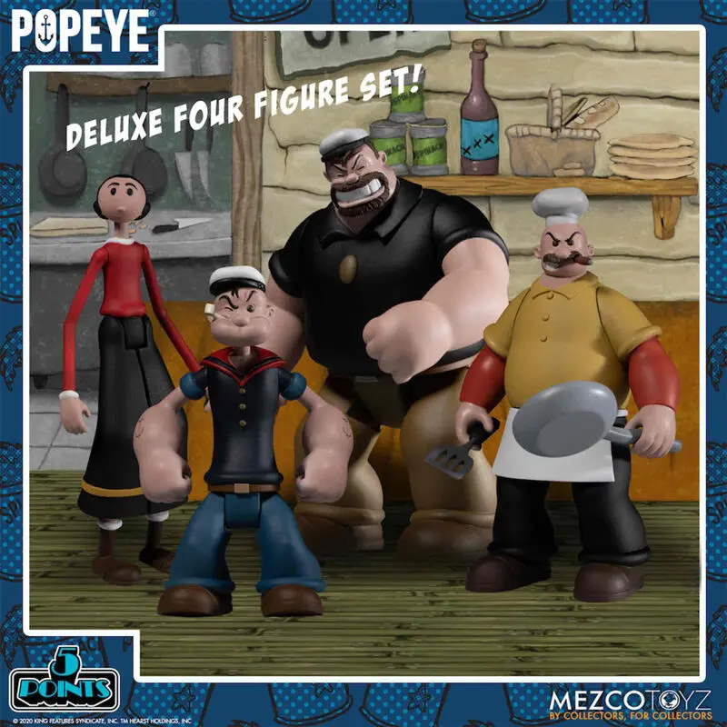 Popeye 5 Points Actionfiguren Deluxe Box Set 9 cm Produktfoto