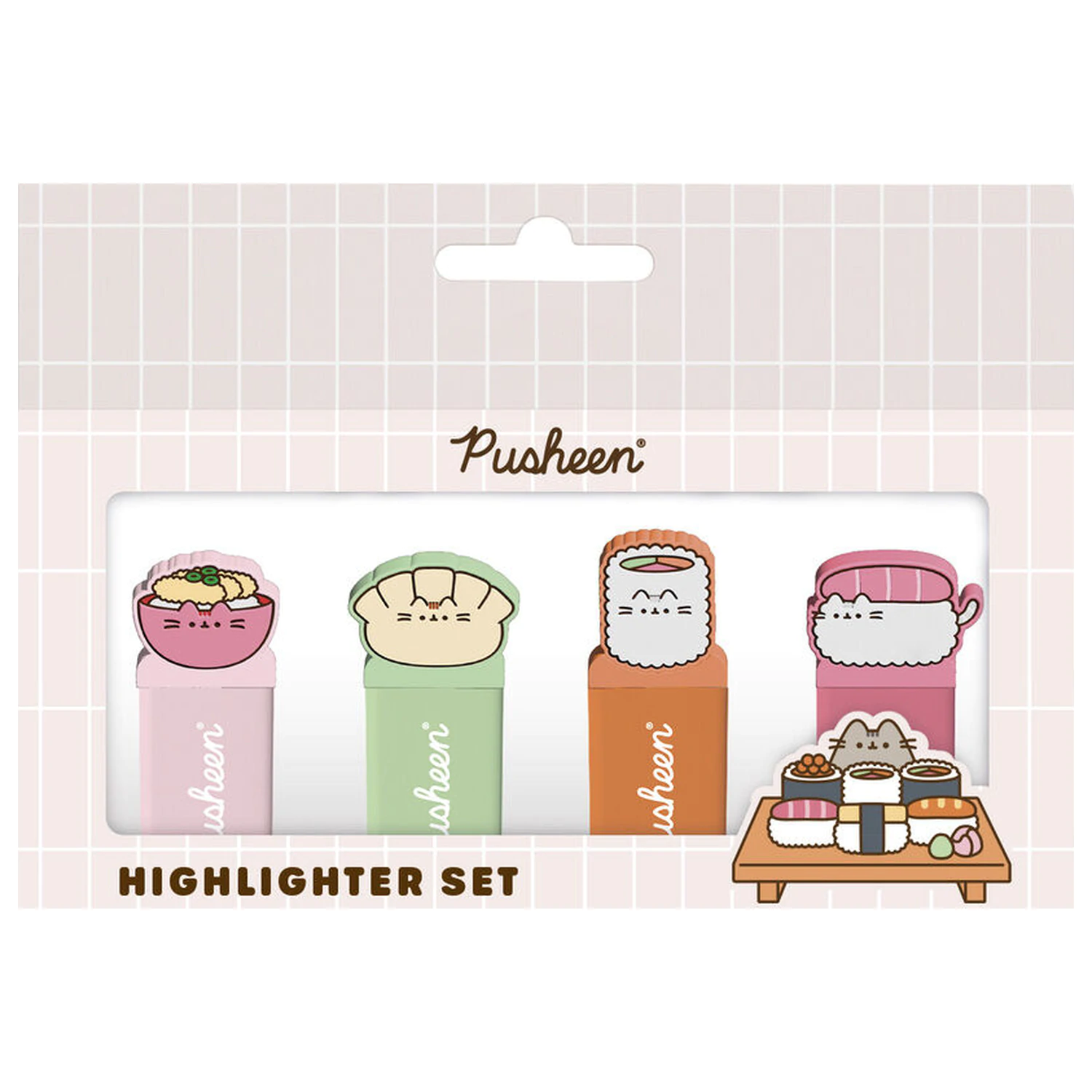 Pusheen Sushi Roll Set aus 4 Textmarkern mit Topper Produktfoto