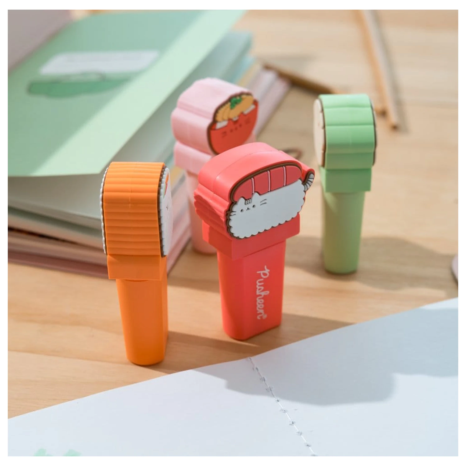 Pusheen Sushi Roll Set aus 4 Textmarkern mit Topper Produktfoto